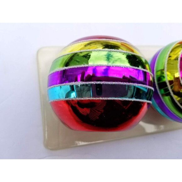 JCP Mercury Glass Votive Holders Set Of 3 Multicolor Stripe Tea Light Holder NEW - Picture 5 of 5